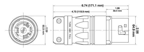 Hubbell ハッベル オス プラグ 3相4線 HBL8365C ビームテック