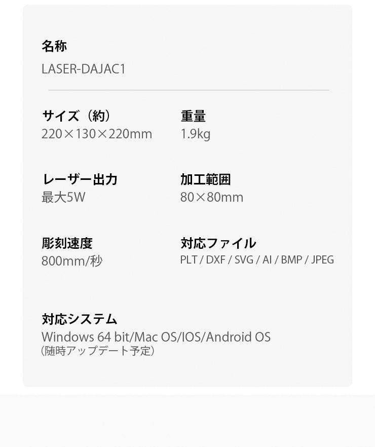 レーザー彫刻機 木材 紙 革 天然素材に対応 レーザーマーカー マーキング カット ーザー刻印機 レーザー加工機 ファイバーレーザー ダイオードレーザー 小型レーザー刻印機 彫刻機 DIY LASER-DAJAC1