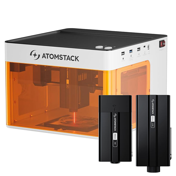 ATOMSTACK P1 5W レーザー彫刻機 カッター機能付き モノコック一体型 クラス1安全認証 10000mm/分 高速処理 木材・皮革・金属対応
