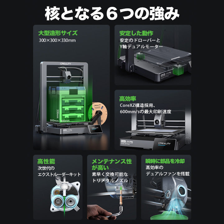 Creality Ender-3V3PLUS 3Dプリンター 印刷 速度600mm/s 本体 光造形 家庭用 造形サイズ300*300*330mm Sprite近位エクストルーダー CR-Touchレベリング PCシート 簡単組立 静音 日本語OS TPU対応 FDM DIY 入門版 家 ハウス 住宅 鉢 正規取扱店