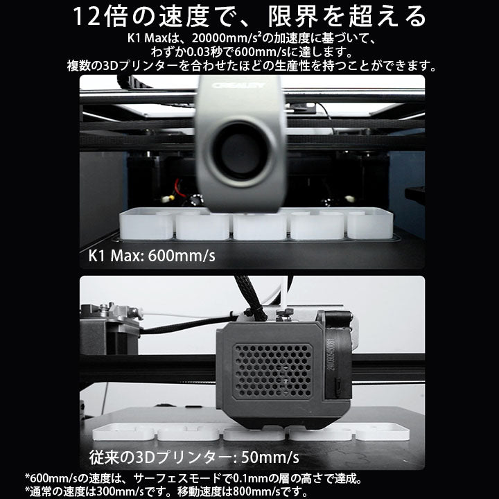 Creality K1 MAX 3Dプリンター 印刷 速度600mm/s 本体 光造形 家庭用 静音 自動レベリング AI カメラ フィラメントセンサー 低ノイズ 造形サイズ300*300*300mm FDM PLA/PETG/ABS/TPU/PC/ASA/HIPS DIY 入門版 正規取扱店