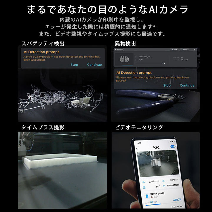 Creality K1 MAX 3Dプリンター 印刷 速度600mm/s 本体 光造形 家庭用 静音 自動レベリング AI カメラ フィラメントセンサー 低ノイズ 造形サイズ300*300*300mm FDM PLA/PETG/ABS/TPU/PC/ASA/HIPS DIY 入門版 正規取扱店