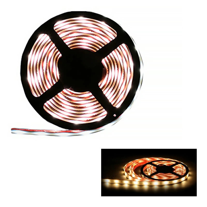 【数量限定】LEDテープライト 5m 電球色 昼光色 150連 SMD2835 防水 ホワイト 白ベース 高輝度 カウンタ照明 天井照明 間接照明 看板 棚下照明 ショーケース照明 バーライト LEDイルミネーション