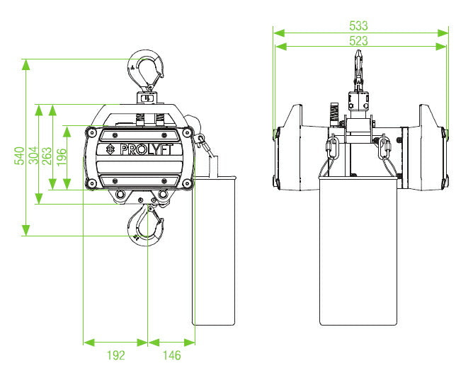 Prolyft プロリフト チェーンモーター アートス1000kg AETOS 1KDC ダイレクトコントロール IP55保護 屋外仕様 Prolyft オランダ製 ビームテック