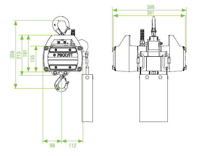 Prolyft プロリフト チェーンモーター アートス250kg AETOS250-DC ダイレクトコントロール IP55保護 屋外仕様 Prolyft オランダ製 ビームテック