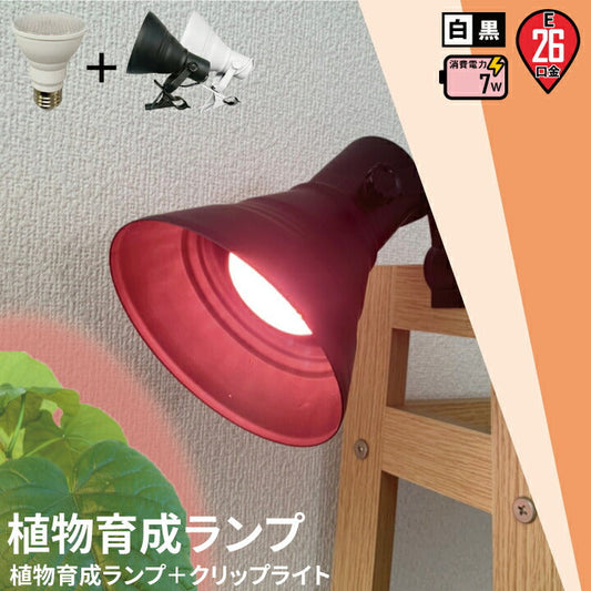 LED電球付き クリップライト E26 LED 植物育成 水耕栽培 LEDライト 観葉 植物 育成 ガーデニング 植物育成ライト E26 赤 青 CLIPE26-LG7E26 ビームテック