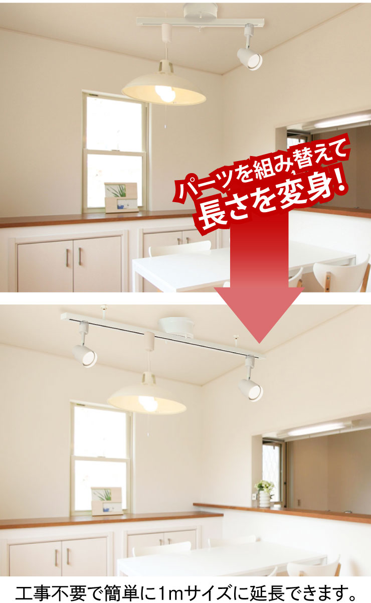 ダクトレール ライティングレール DRS-IIIシリーズ 延長 50cm を 100cm に DRS-LONGER-50-100