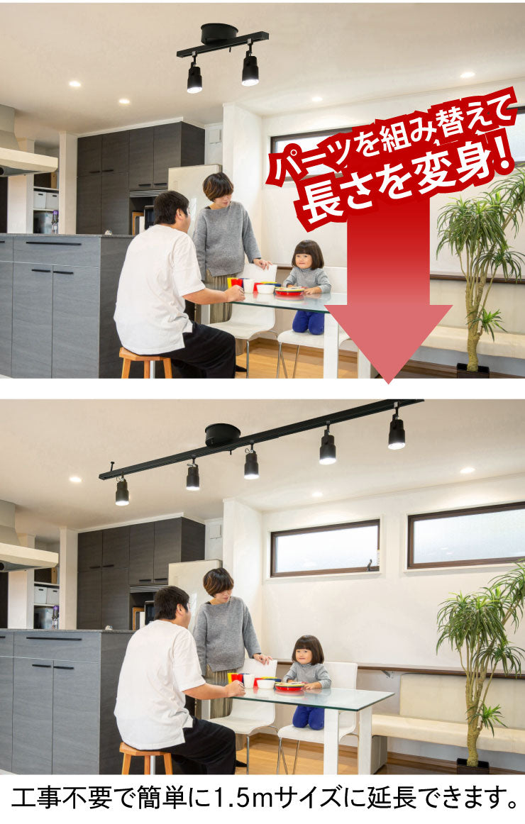 ダクトレール ライティングレール DRS-IIIシリーズ 延長 50cm を 150cm に DRS-LONGER-50-150