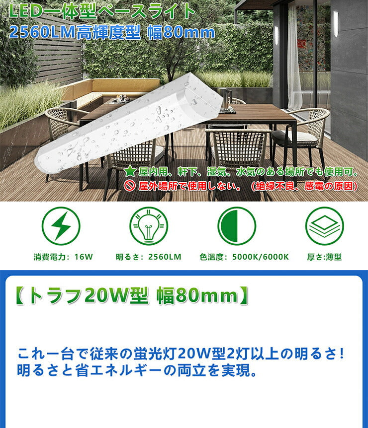 LED蛍光灯 20W 20形 直管 器具 照明器具 一体型 ベースライト トラフ 虫対策 昼白色 2560lm 昼光色 2560lm FBL20Z16-T ビームテック