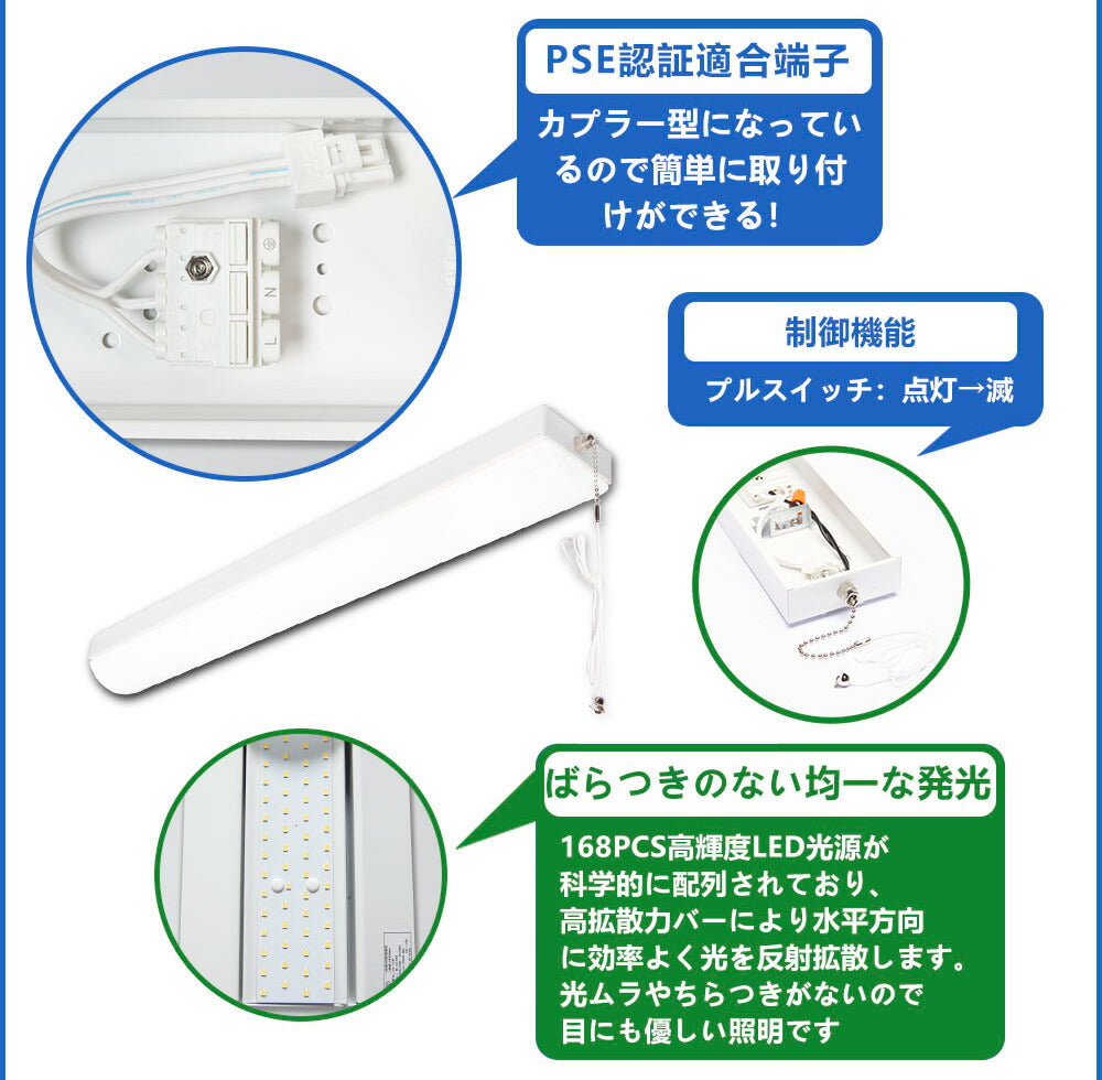 LED蛍光灯 20W 20形 直管 器具 照明器具 一体型 ベースライト トラフ プルスイッチ 引きひもスイッチ 虫対策 昼白色 2560lm FLSU201Y ビームテック