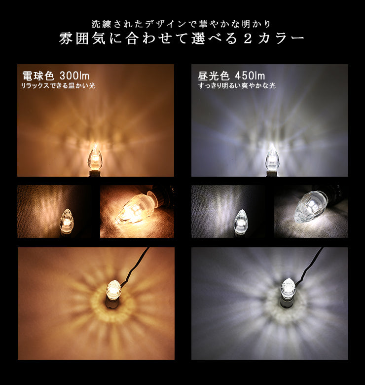 LEDシャンデリア電球 E12 シャンデリア球 LED電球 クリスタル 40W 相当 虫対策 電球色 昼光色 LCK9012 ビームテック