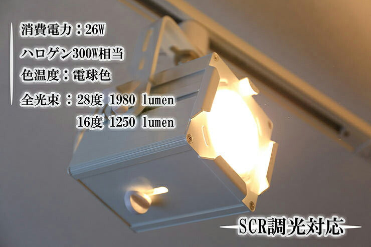 ダクトレール用スポットライト LED フレネルレンズ Fresnel Spot with Zoom SCR調光対応 Zoom角度 16-28度 ハロゲン300W相当 自然空冷 ファンレス Nichia COB LED チップ ビームテック