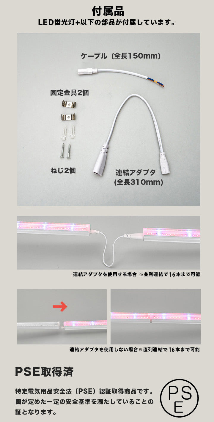 LED 植物育成 水耕栽培 LEDライト 観葉 植物 育成 ガーデニング 植物育成ライト LED蛍光灯 40W 器具一体型 直管 T5 LED 直管蛍光灯 LED蛍光管 天井照明 間接照明 棚下照明 ショーケース照明 バーライト 取付金具付き LG40-T5R ビームテック