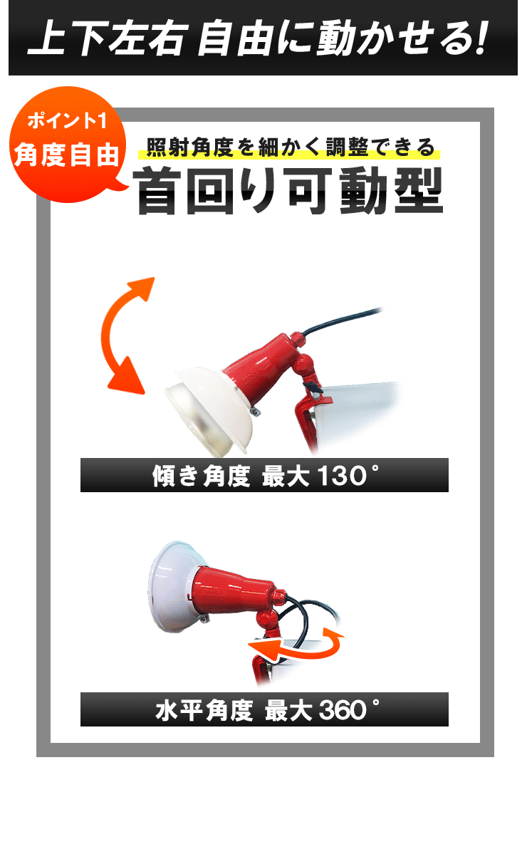 クランプライト E39 屋外用 作業灯 投光器 照明 業務用 オフィス 工場 現場 作業用 ライト クランプライト ワークライト ClampPar56
