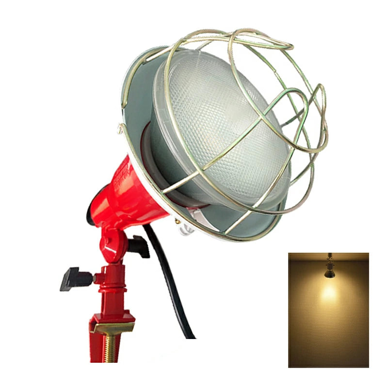 LED電球付き クランプライト E26 屋外用 作業灯 投光器 照明 業務用 オフィス 工場 現場 作業用 ライト クランプライト ワークライト ClampPar38-LDR17