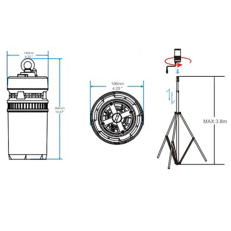 GKT22 屋外作業ライト 250W 昼白色 セット ライト+三脚+バルーン+バック+アイボルト+カラビナ 屋外用 IP65防水 屋外 夜間スポーツ 照明 作業LED LED作業灯 スタンド三脚 夜間作業 体育施設