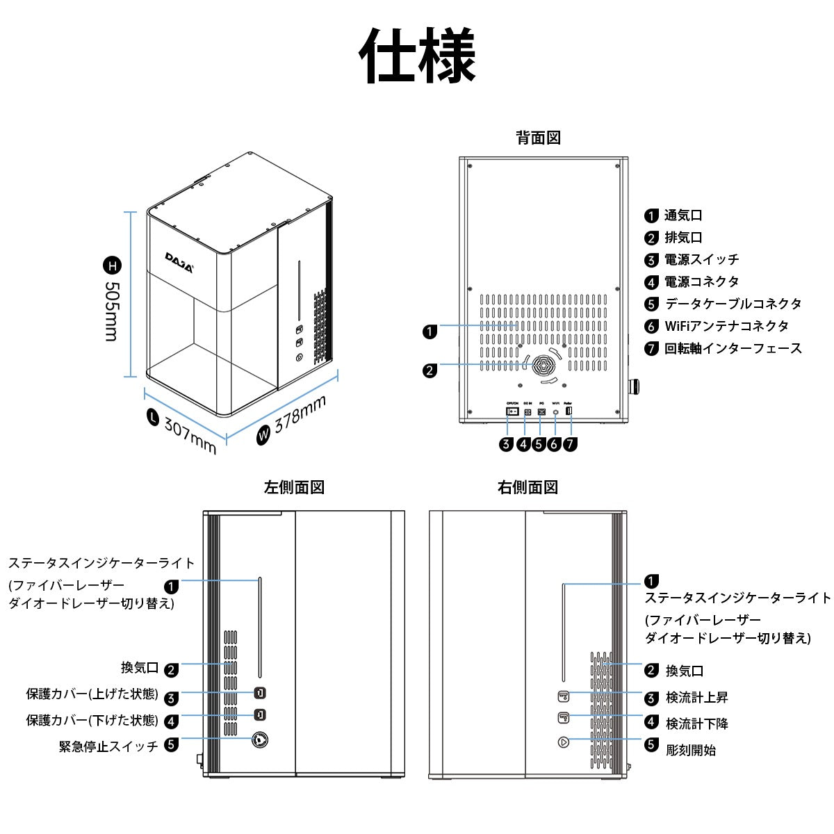 レーザー彫刻機 小型 加工機 レーザー 加工 カッター スマホ対応 レーザーカッター DIY 15cm DAJA-M6