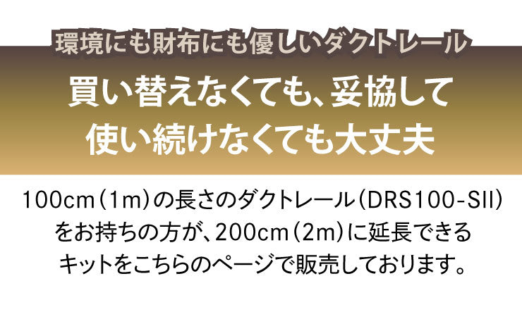 ダクトレール ライティングレール DRS-IIIシリーズ 延長 100cm を 200cm に DRS-LONGER-100-200