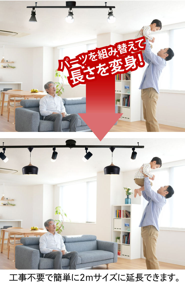ダクトレール ライティングレール DRS-IIIシリーズ 延長 100cm を 200cm に DRS-LONGER-100-200