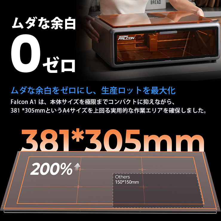 Creality Falcon-A1-10W レーザ彫刻機 10W 彫刻範囲 305×381m AIカメラ