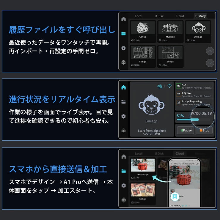 Creality Falcon-A1PRO-20W レーザ彫刻機 20W 彫刻範囲 268×358mm AIカメラ タッチスクリーン ダイオードレーザー 正規取扱店