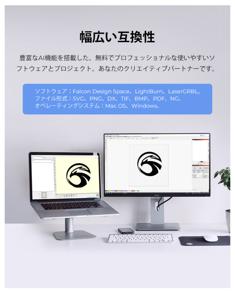 Creality Falcon2-Pro-22W レーザ彫刻機 22W 彫刻範囲 400x415mm AI