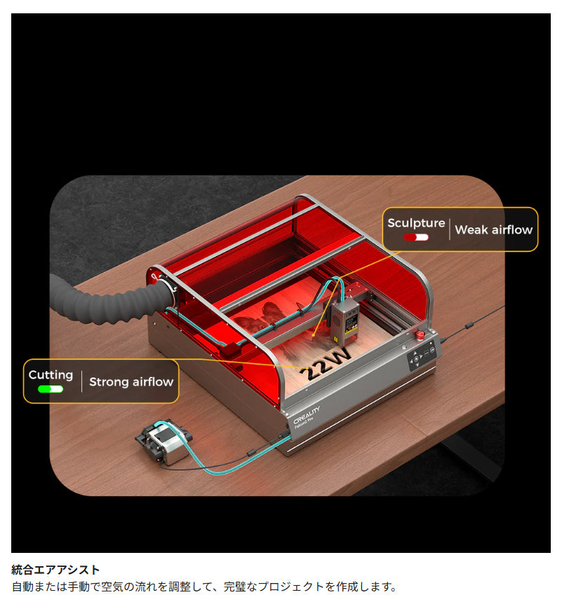 Creality Falcon2-Pro-40W レーザ彫刻機 40W 彫刻範囲 400x415mm AIカメラ タッチスクリーン ダイオードレーザー 正規取扱店