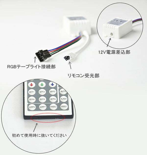 RGB LEDテープライト専用コントローラー＆44キーリモコン IR44 RGBコントローラー RGB LEDテープライト専用部品 DC12V 6A RGB コントローラー LWRGBCON44 ビームテック