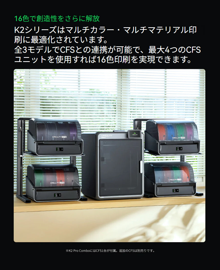 Creality K2ProCombo 3Dプリンター 印刷速度600mm/s 造形サイズ300x300x300mm