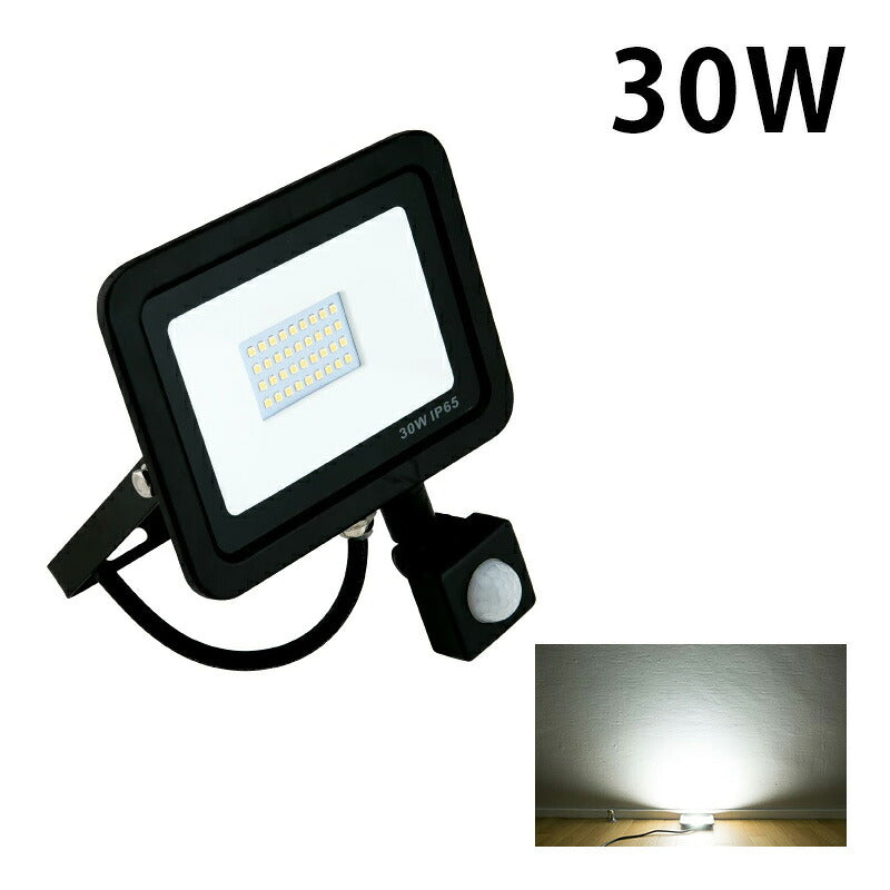 LED投光器 センサー 電球色 昼光色 黒 30W IP65 屋内 屋外 防塵 耐塵 防水 LES030 ビームテック