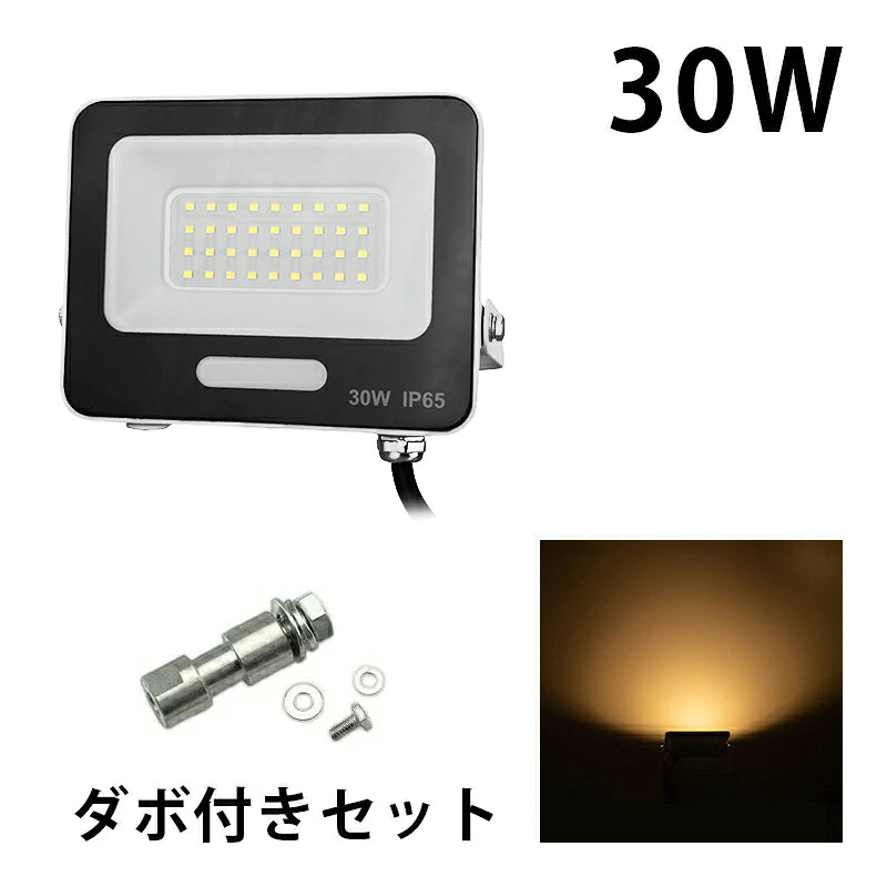 LED投光器 電球色 昼光色 黒 白 30W IP65 屋内 屋外 防塵 耐塵 防水 LEW030