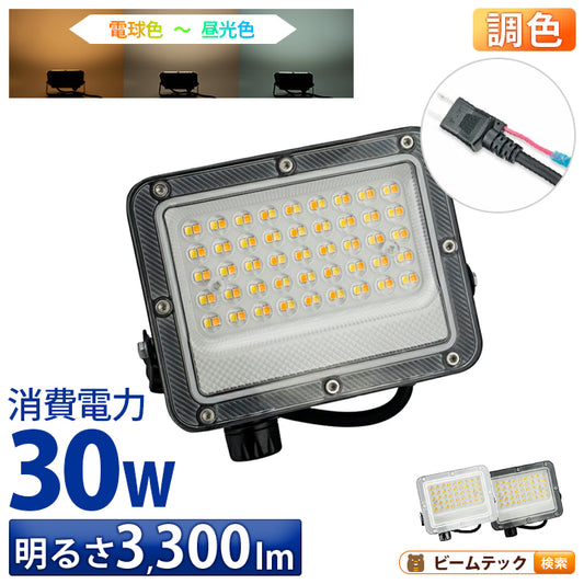 LED投光器 電球色 昼白色 昼光色 黒 白 30W IP65 屋内 屋外 防塵 耐塵 防水 LEW030DOUII ビームテック