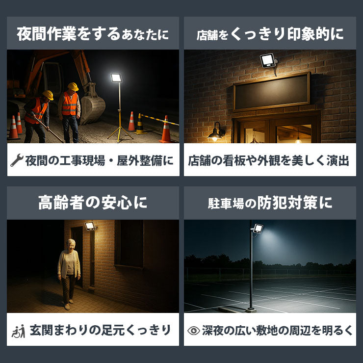 LED投光器 電球色 昼光色 黒 白 50W IP65 屋内 屋外 防塵 耐塵 防水