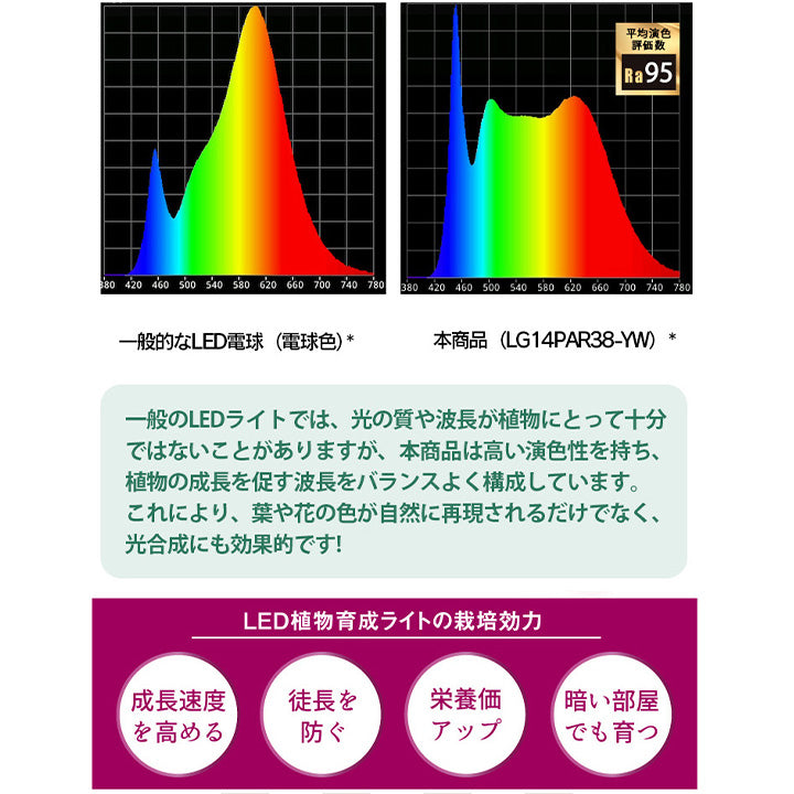 LED 植物育成 水耕栽培 LEDライト 観葉 植物 育成 ガーデニング 植物育成ライト E26 LG14PAR38-YW ビームテック