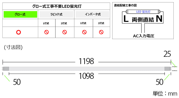 LED蛍光灯 40W形 直管 直管LED 虫対策 昼白色 2600lm LT40KYH-R ビームテック