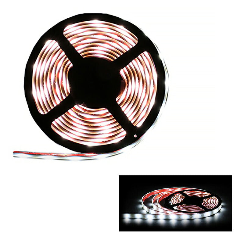 LEDテープライト 5m 電球色 昼光色 150連 SMD2835 防水 ホワイト 白ベース 高輝度 カウンタ照明 天井照明 間接照明 看板 棚下照明 ショーケース照明 バーライト LEDイルミネーション