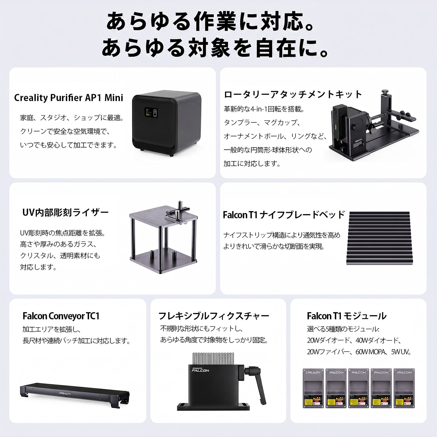 Creality Falcon T1 ファイバー 20W レーザー 彫刻機 カッター 刻印機 金属加工 金属彫刻 ステンレス アルミ 真鍮 金 銀 プラチナ プラスチック 工業用 業務用 工具 Windows MacOS 正規取扱店 ビームテック