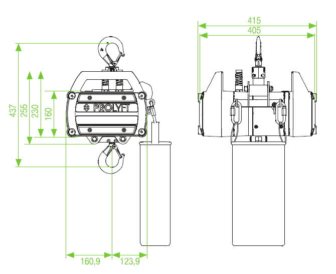 プロリフト チェーンモーター アートス500kg AETOS500－LV 低電圧コントロール IP55保護 屋外仕様 Prolyft オランダ製 防水 ビームテック