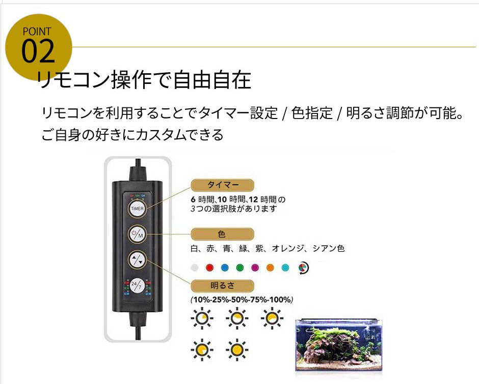 LED 水槽 アクアリウムライト 水槽ライト 45cm～60cm 18W 1100lm 水槽