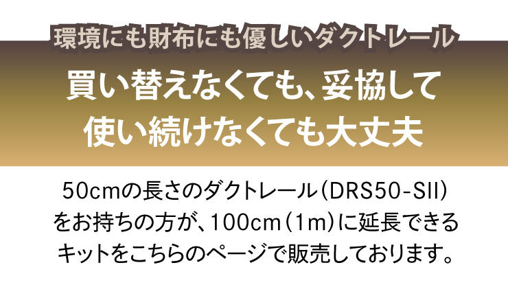 ダクトレール ライティングレール DRS-IIIシリーズ 延長 50cm を 100cm に DRS-LONGER-50-100