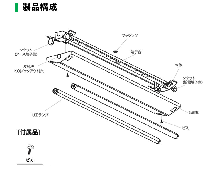 LED蛍光灯 40W 40形 直管 器具 照明器具 2灯 一体型 ベースライト 逆富士 両側給電 虫対策 昼白色 4000lm FR40X2-G40YTX2 ビームテック