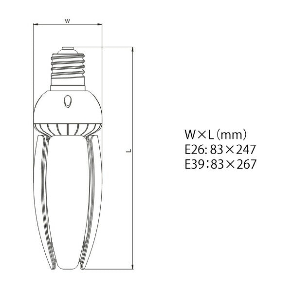 LED 水銀ランプ 200W相当 コーン型 LED電球 E26 E39 電源内蔵 防塵