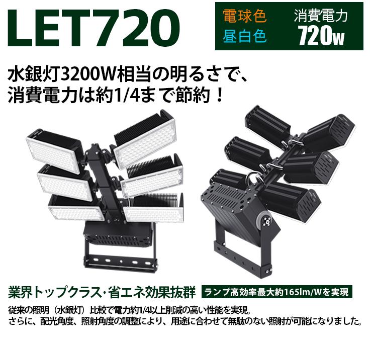 LED投光器 720W 投光器 LED 屋外 看板 駐車場 作業灯 防犯灯 LET720