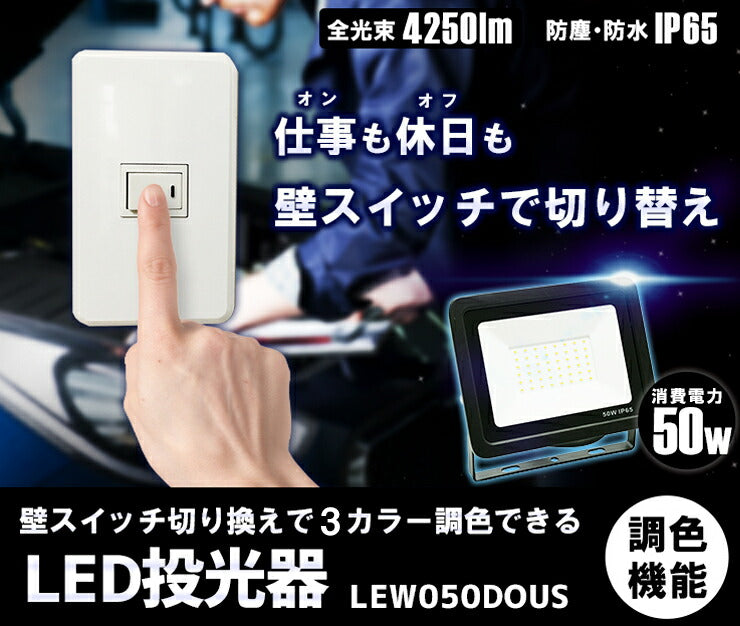 LED投光器 昼光色 昼白色 電球色 黒 白 50W IP65 屋内 屋外 防塵 耐塵 防水 LEW050DOUS LEW100DOUS LEW200DOUS ビームテック