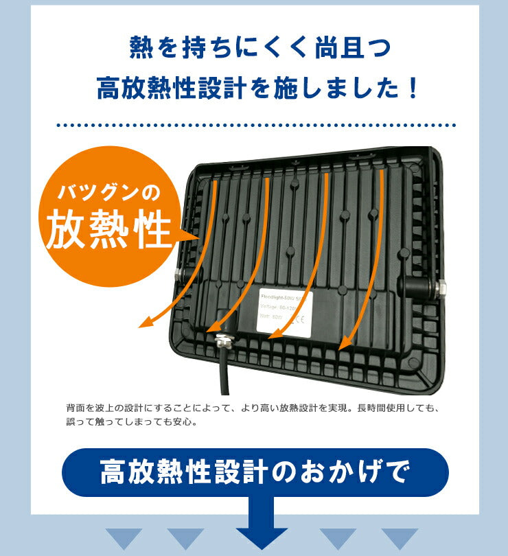 LED投光器 昼光色 昼白色 電球色 黒 100W IP65 屋内 屋外 防塵 耐塵 防水 LEW100DOUS ビームテック