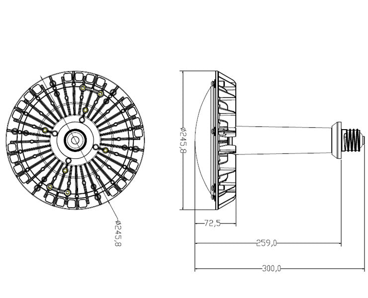 マグネシウム合金 LED水銀灯 100W 400W水銀灯相当 口金E39 高天井LED 水銀灯代替 LED電球 E39 屋内外兼用 IP65防水 電源外付け Meanwell 照射角度120度LMBMG100A 電球色 2700K