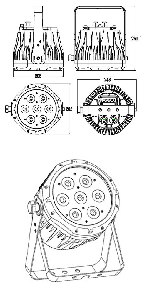 4 in 1 LED Par dim4テクノロジー IP66 7 x 8W LED ビームテック