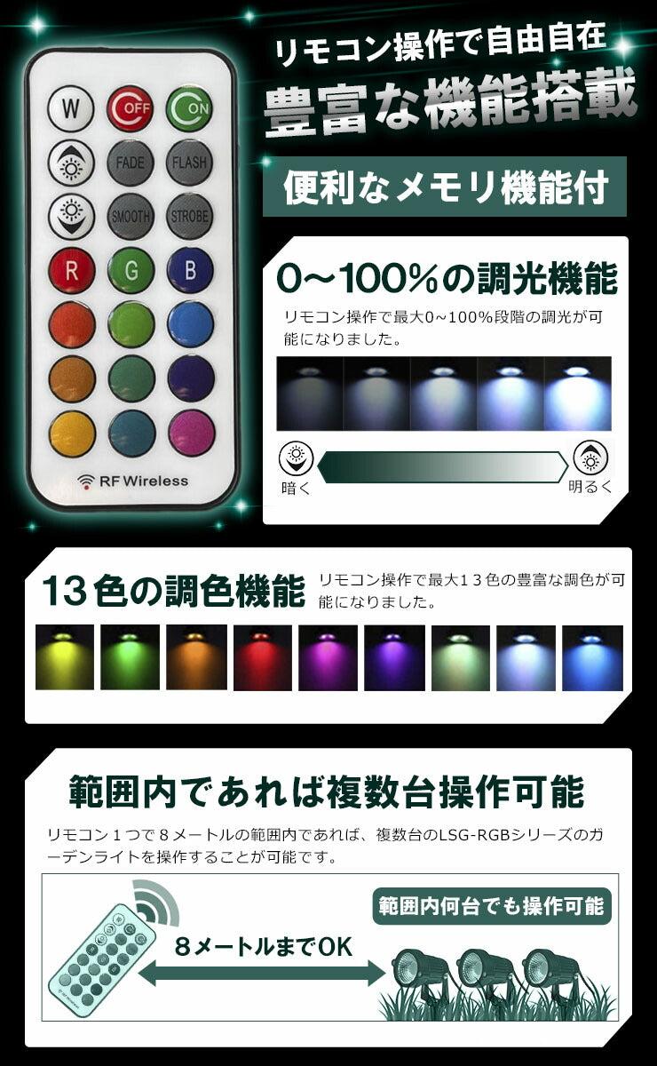 ガーデンライト 屋外 防水 IP65 6W RGB LSG-6RGB ビームテック