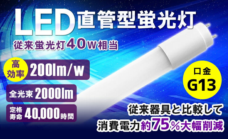 LED蛍光灯 40W形 直管 直管LED ガラス不使用 片側給電 虫対策 昼白色 2000lm LTP40KY ビームテック