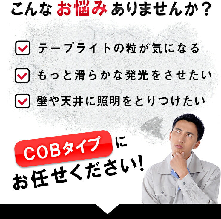 LEDテープライト 5m アダプタ付き 電球色 昼光色 COB 面発光 全面発光 カウンタ照明 天井照明 間接照明 看板 棚下照明 ショーケース照明 バーライト LEDイルミネーション LWCOB480-PWR6A ビームテック